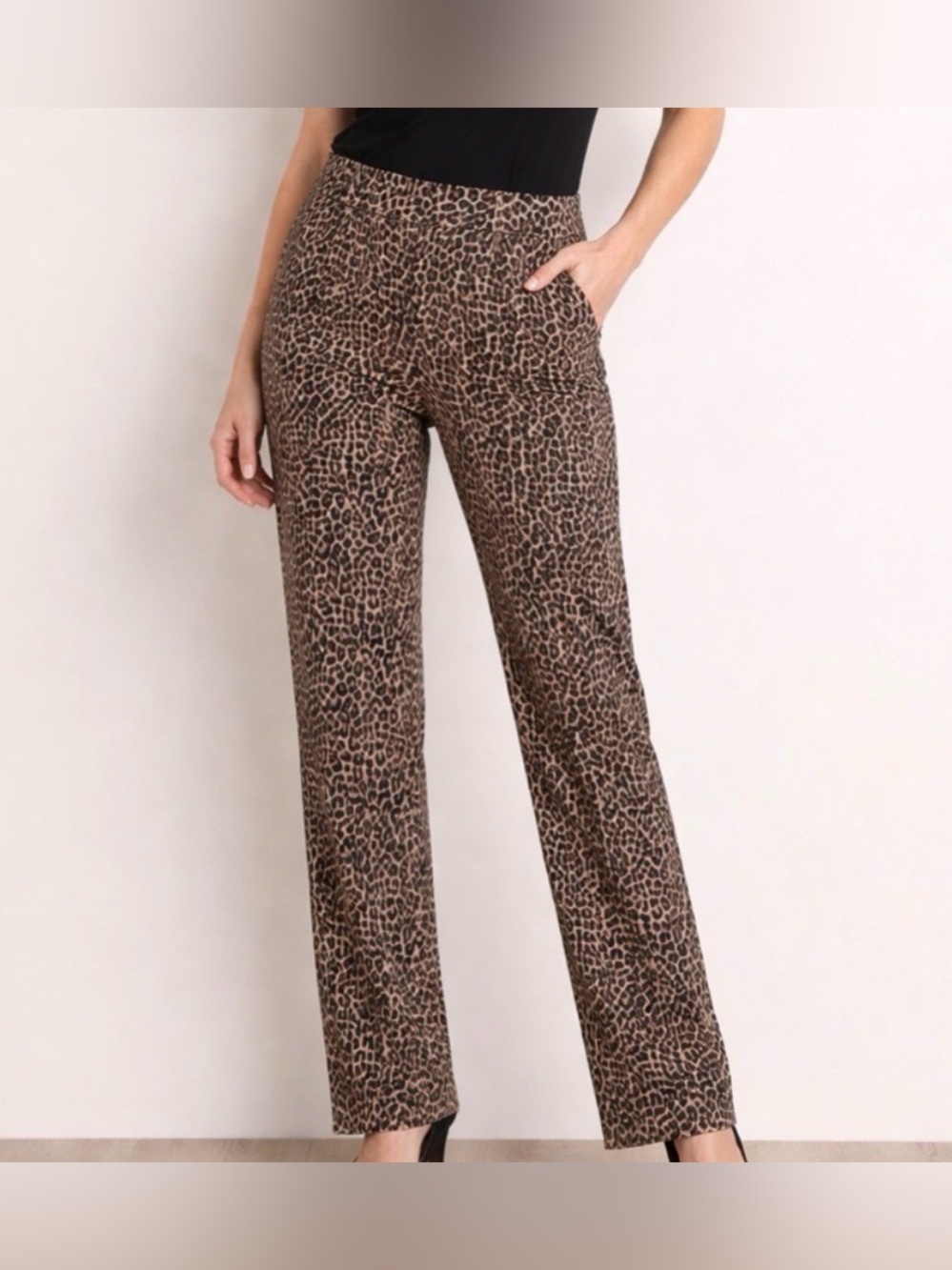 Chico’s Leopard Print Pants Size 00 XS Stretch Animal Print Pull On(A472)✨